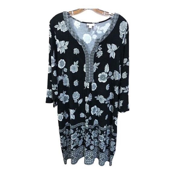 J. Jill Black and White Floral Dress - Picture 1 of 5